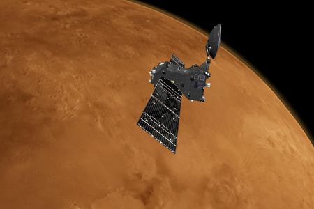 Artist's conception of the ExoMars 2016 Trace Gas Orbiter at Mars.