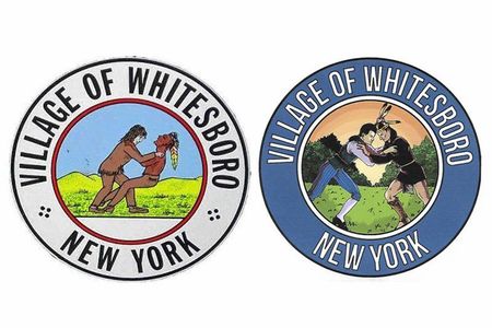 The Village of Whitesboro's old seal (left) adjacent to its new seal (right).
