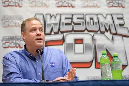 NASA Administrator Jim Bridenstine talks about getting American astronauts to the moon in the next five years while participating in a Future Con panel discussion at Awesome Con.
