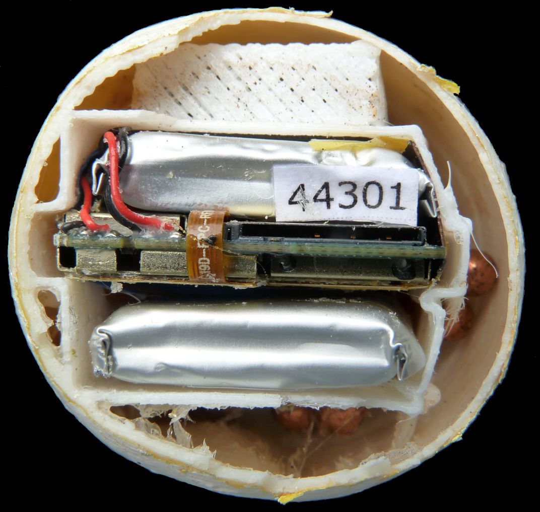 A cross-section of the 3-D printed InvestEGGator trackers