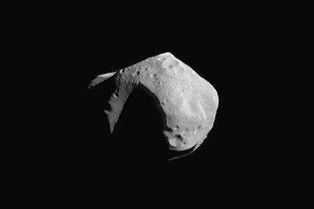 Asteroid 253 Mathilde, as seen by the Shoemaker-NEAR spacecraft in 1997. This asteroid is a C-type, which is the likely class of object to contain chemically bound water.