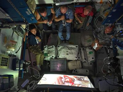 Watching the latest Star Wars movie on the space station, December 2017.