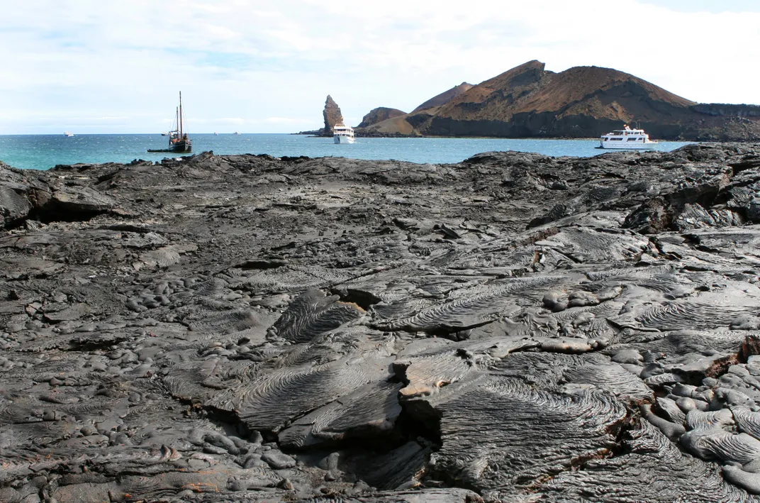 Volcanic shoreline on an island in the Galapagos