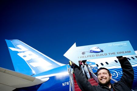 A Boeing employee in Huntsville, Alabama shows his pride. 