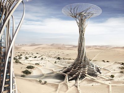 Honorable Mention. Sand Babel: Solar-Powered 3D Printed Tower.