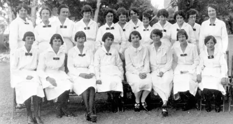 Harvey Girls, circa 1926, in evening uniforms at the El Tovar Hotel.