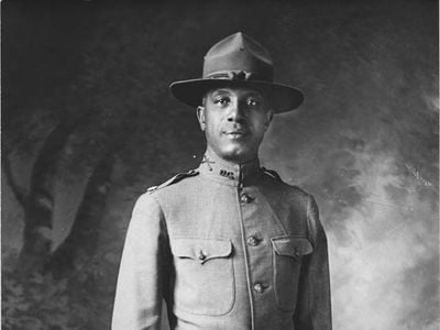 During World War I, Black soldiers served in segregated units. (Scurlock Studio Records, NMAH Archives Center)