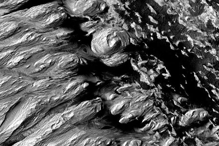 An eroded area of the Medusae Fossae Formation.