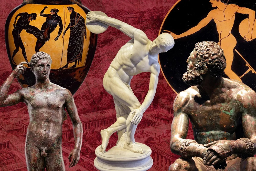 An illustration of ancient Greek statues of athletes