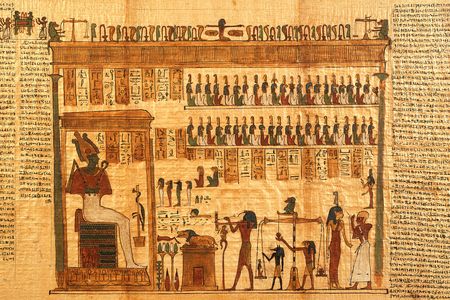 This fragment of the Egyptian Book of the Dead depicts the god Osiris. Two segments of a different Book of the Dead were recently reunited digitally.