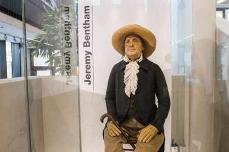 Jeremy Bentham's auto-icon is now on display in a glass case in University College London's Student Centre.