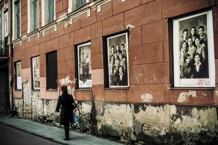 A proposed museum in the former Jewish ghetto in Vilnius, Lithuania, features portraits of families who once lived there.