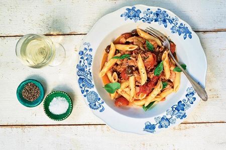 Pasta Puttanesca is one dish on our list that can be easily made in self-isolation with pantry ingredients like canned fish.