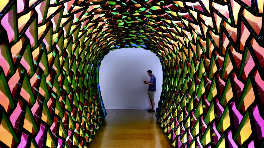 Touring the Centro de Arte Hortensia Herrero. Mark was standing at Olafur Eliason’s “Tunnel for Unfolding Time” when I got the shot.