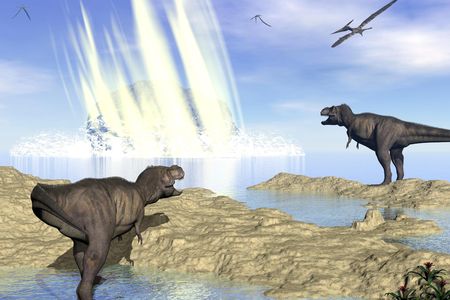 An artist's rendering of Chicxulub, the asteroid believed to have wiped out large dinosaurs and reshaped parts of the world.