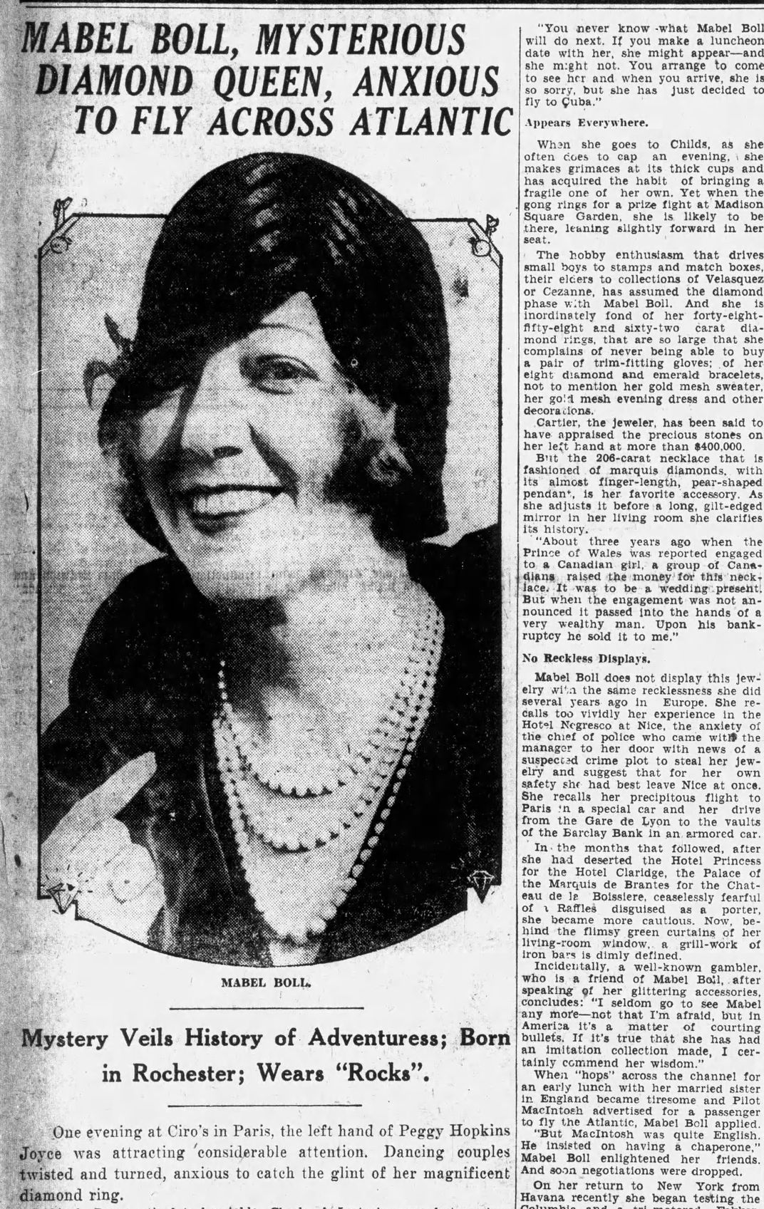 An April 1928 newspaper article about Boll