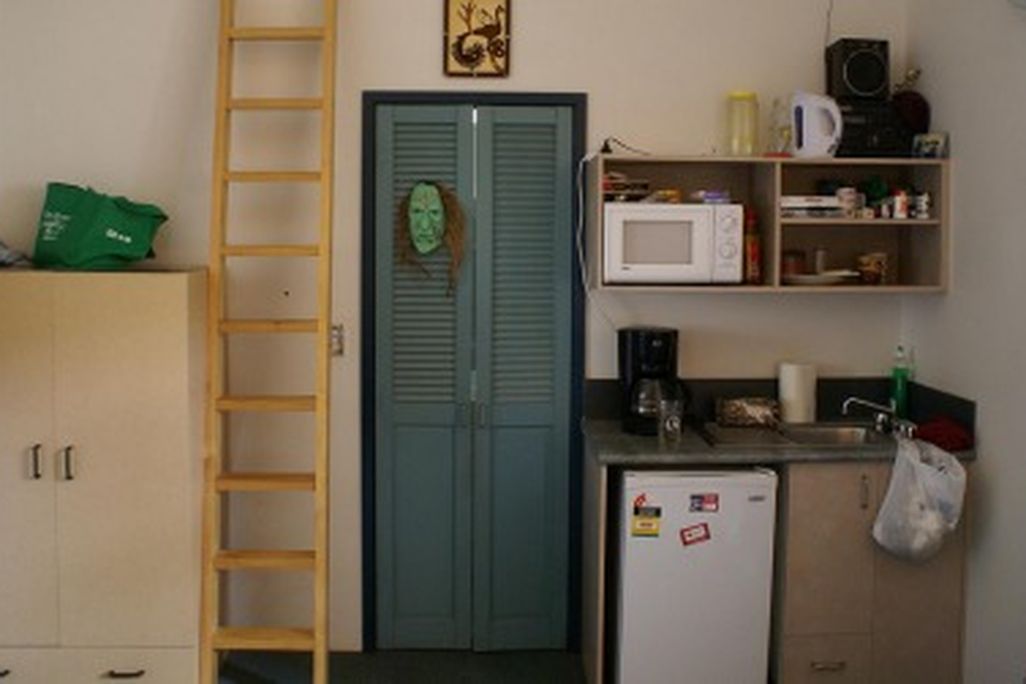 Bedroom + kitchen + bathroom