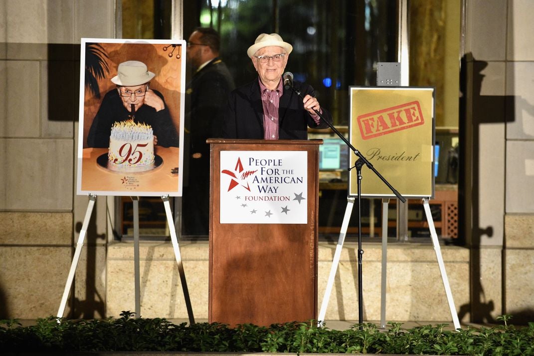 Norman Lear speaks at a People for the American Way event