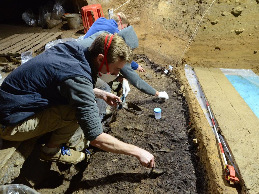 Archaeologist in Bulgarian cave