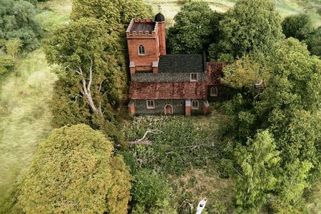 This CGI image shows what the church may have looked like when it was first built. Archaeologists found the church, which dates back to 1080, along with a small number of burials during construction of the HS2 railway system. 