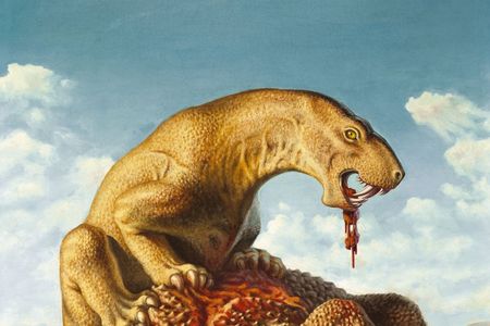 Inostrancevia, devouring a Pareiasaurus,
Alexei Petrovich Bystrow, 1933
