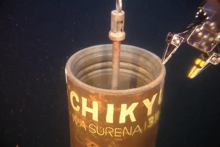 Scientists had to use a remotely operated vehicle to retrieve temperature sensors from a borehole drilled into the Japan Trench, 6,900 meters below the surface of the Pacific Ocean.