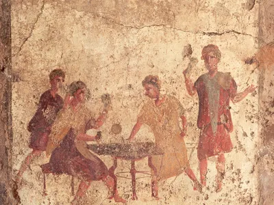 A fresco uncovered in a tavern in Pompeii shows patrons playing a game. Similar scenes probably took place in a Roman tavern recently unearthed in Lattara, an ancient port city in southern France