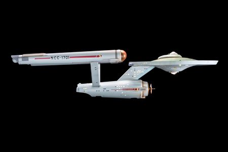 The 11-foot studio model of the starship Enterprise, designed by Walter “Matt” Jefferies. “Obviously not a primitive ‘rocket ship,’ but rather a true space vessel” went the description in Gene Roddenberry’s script for Star Trek’s original pilot.
