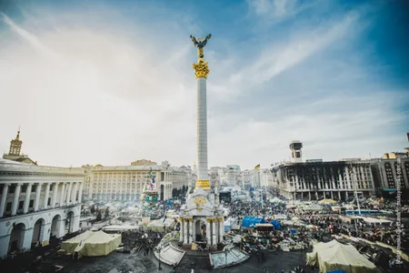 Anti-government protests in Maidan Square, Kiev, earlier in the year. 