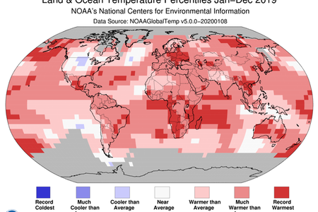 In 2019, the average temperature across global land and ocean surfaces was 0.95 degrees Celsius (1.71 degrees Fahrenheit) above the 20th century average. 