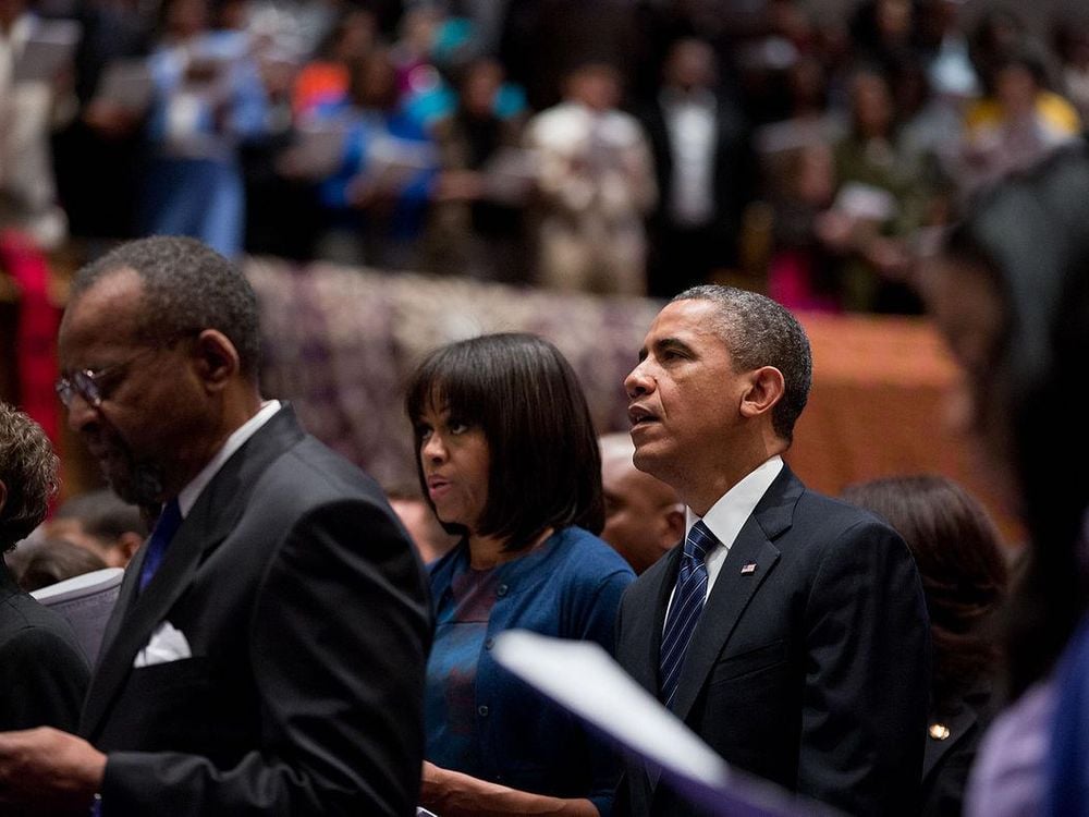 The Obamas worship at African Methodist Episcopal Church in Washington, D.C.