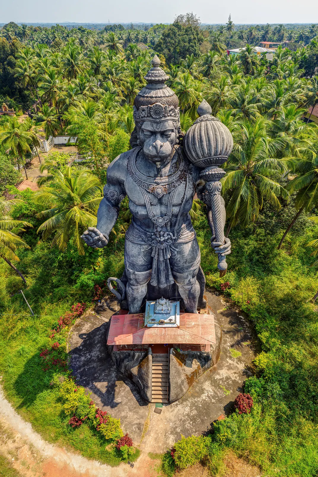 An 80-foot-tall statue of Hanuman in Hangalur, India