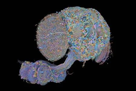Wiring diagram of an adult male fruit fly's central nervous system