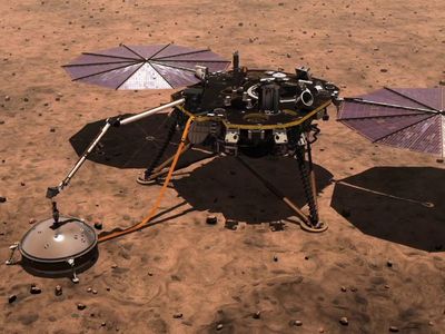 NASA's InSight lander, with its dome-shaped seismometer