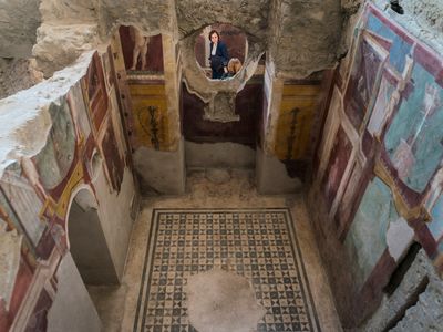 Inside the one of the newly restored houses of Pompeii