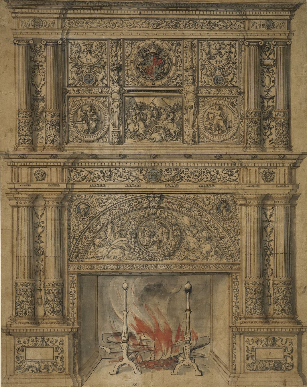 Hans Holbein the Younger, Design for a Chimneypiece, circa 1537–1543