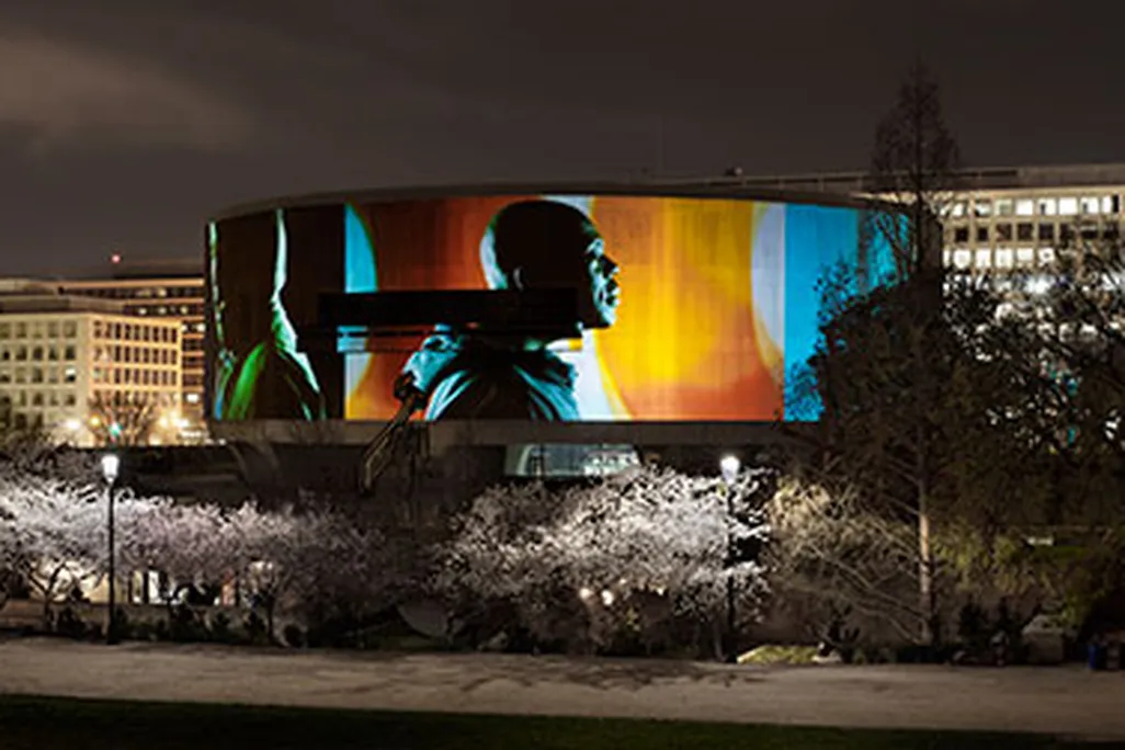 Framed by the springtime blooms, the Hirshhorn rocks the city.