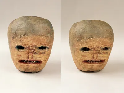 A plaster cast of a &quot;ghost turnip&quot; carving from Donegal, Ireland