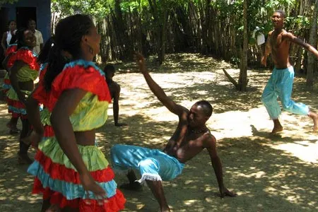 Students at Palenque’s Batata Dance and Music School perform a traditional dance with African roots.