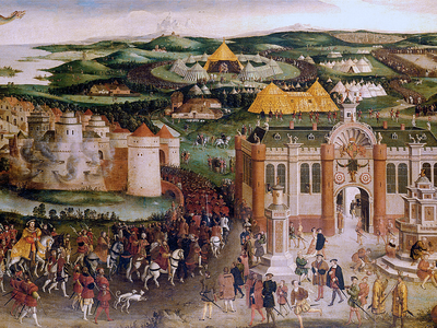 Henry VIII likely commissioned this painting of the Field of Cloth of Gold toward the end of his reign.