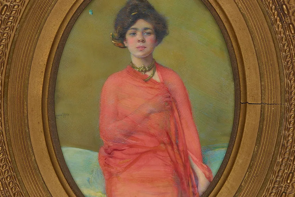 A 1910 watercolor portrait of Belle da Costa Greene by Laura Coombs Hills