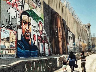 Mural of George Floyd on Israel’s illegal separation wall, seen in the Palestinian town of Bethlehem.
