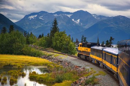 A train heads to Seward, Alaska.