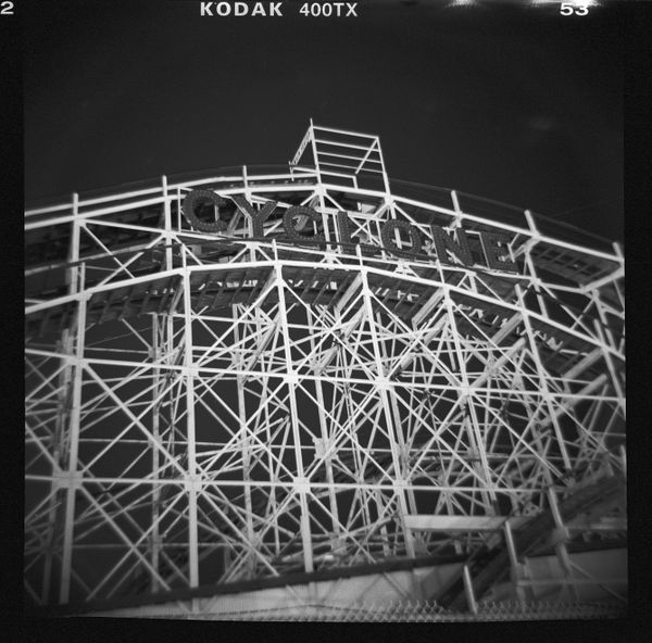 Coney Island Cyclone Roller Coaster at Night thumbnail