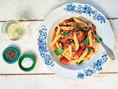 Pasta Puttanesca is one dish on our list that can be easily made in self-isolation with pantry ingredients like canned fish.