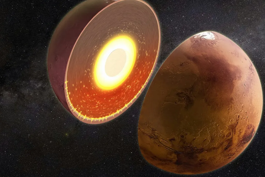 illustration of Mars' internal layers