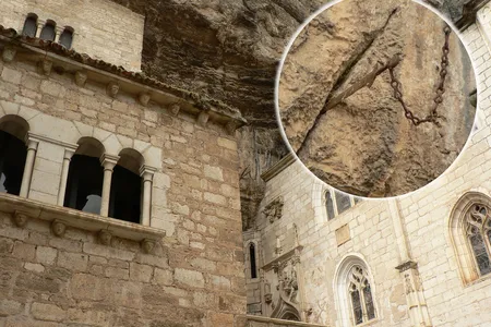 The blade, known as Durandal, was embedded in rock more than 30 feet above the ground.