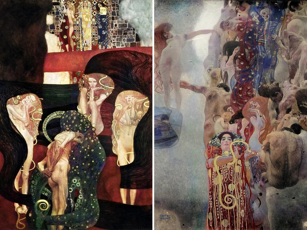 Two of the newly restored paintings