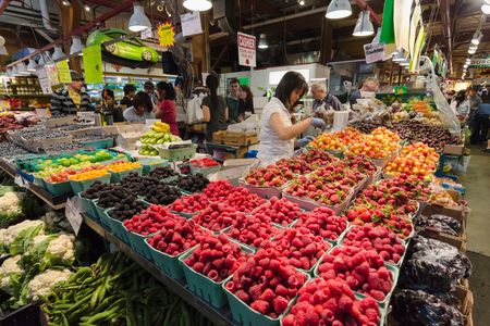 Hunting and gathering, Metro sapien-style, in Vancouver's Granville Island Public Market.