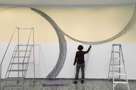 "One of the first questions I ask myself," says Washington, D.C.-based artist Linn Meyers is, "'How well can I approach the quirks of the architecture?'"